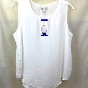 Cristina B white layered sleeveless top size L, NWT!